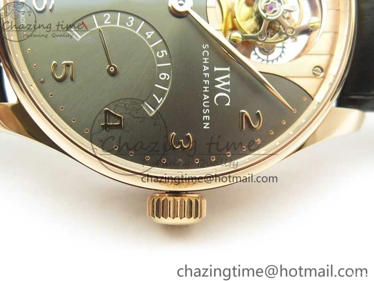 MIROTIME 0116 Portuguese Tourbillon IW5046 RG ZF Best Edition Gray Dial on Black Leather Strap SmoothTexture 7142